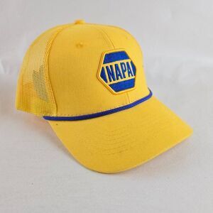 NAPA Trucker Hat Yellow Blue Rope Snapback Mesh Auto Parts Racing Cap 100 Year